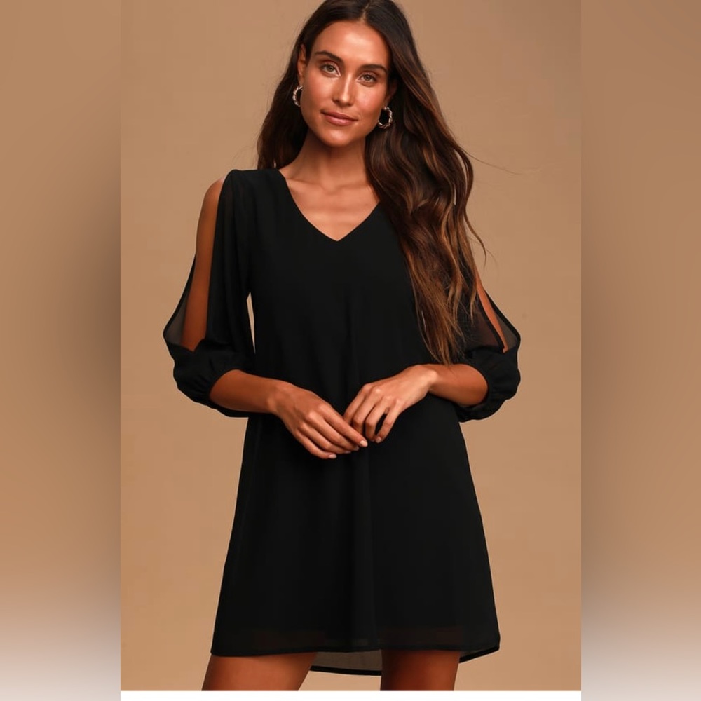 Lulus | Dresses | Lulus Long Sleeve Black Dress With Arm Slits Size M |  Poshmark